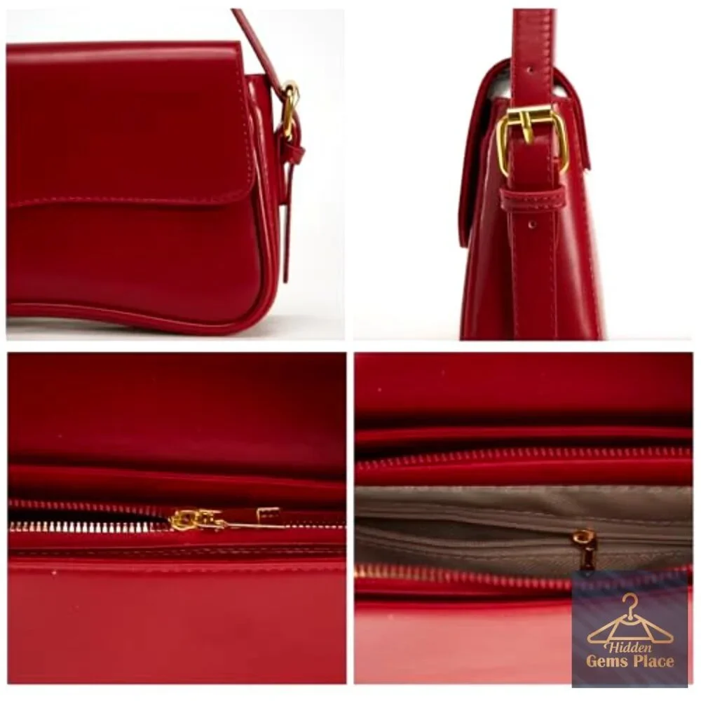 PU Leather Hobo Shoulder Bag with Adjustable Straps, 3 Compartments
